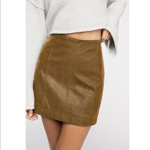 NWOT Free People Vegan Suede Tobacco Mini Skirt